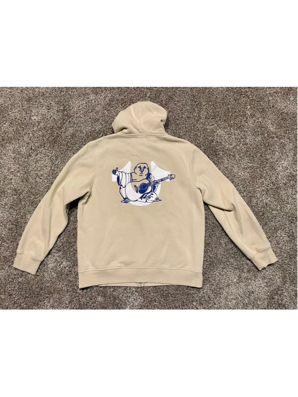 True Religion Men’s Overlap Buddha Zip Hoodie, Size Xl, VGUC